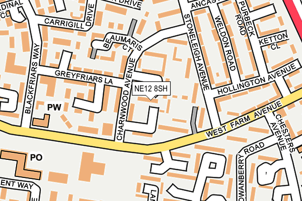 NE12 8SH map - OS OpenMap – Local (Ordnance Survey)