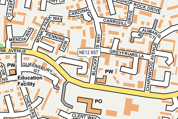 NE12 8ST map - OS OpenMap – Local (Ordnance Survey)