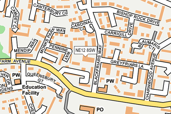 NE12 8SW map - OS OpenMap – Local (Ordnance Survey)