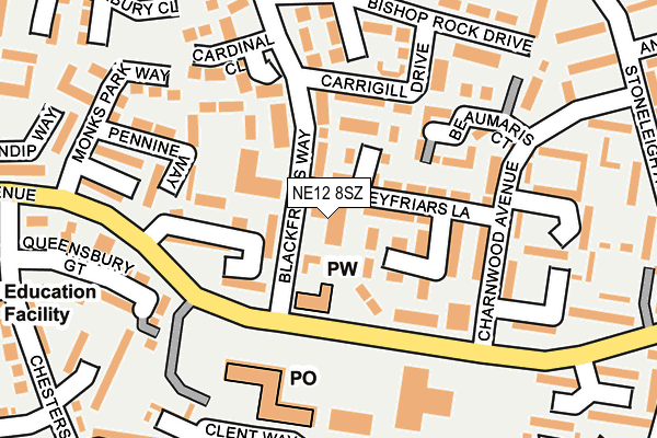 NE12 8SZ map - OS OpenMap – Local (Ordnance Survey)