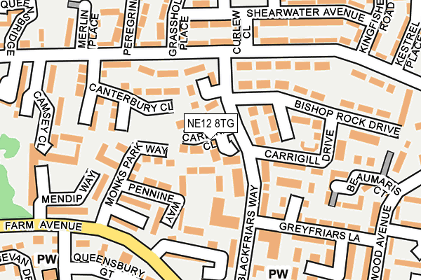 NE12 8TG map - OS OpenMap – Local (Ordnance Survey)