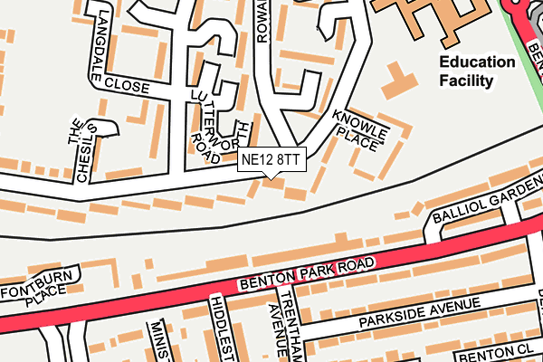 NE12 8TT map - OS OpenMap – Local (Ordnance Survey)