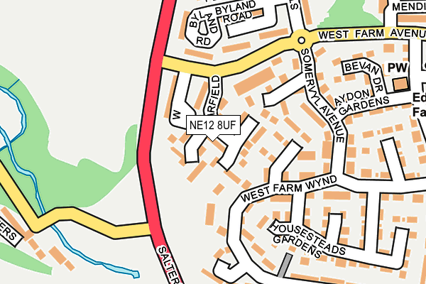 NE12 8UF map - OS OpenMap – Local (Ordnance Survey)