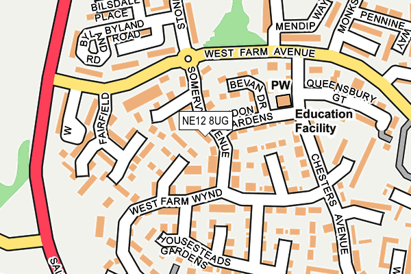 NE12 8UG map - OS OpenMap – Local (Ordnance Survey)