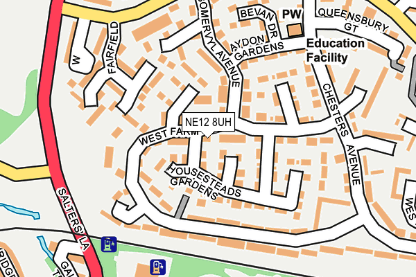 NE12 8UH map - OS OpenMap – Local (Ordnance Survey)