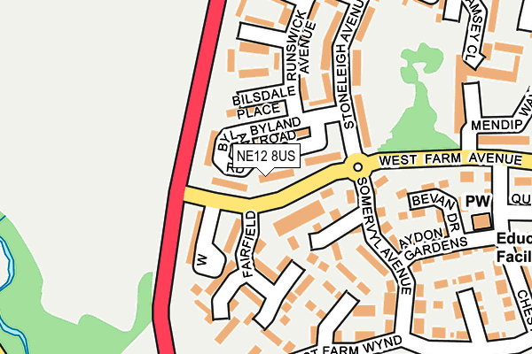 NE12 8US map - OS OpenMap – Local (Ordnance Survey)