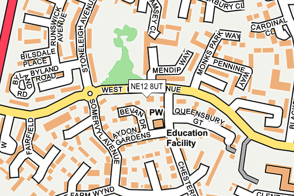 NE12 8UT map - OS OpenMap – Local (Ordnance Survey)