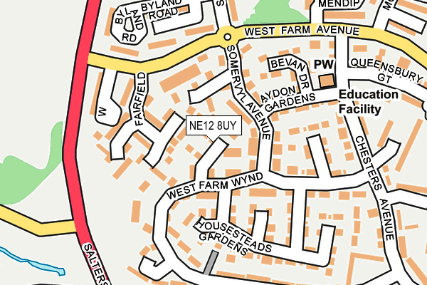 NE12 8UY map - OS OpenMap – Local (Ordnance Survey)