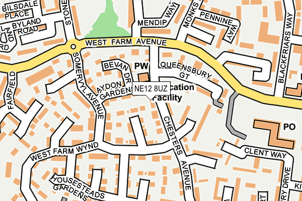 NE12 8UZ map - OS OpenMap – Local (Ordnance Survey)