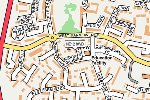 NE12 8WD map - OS OpenMap – Local (Ordnance Survey)