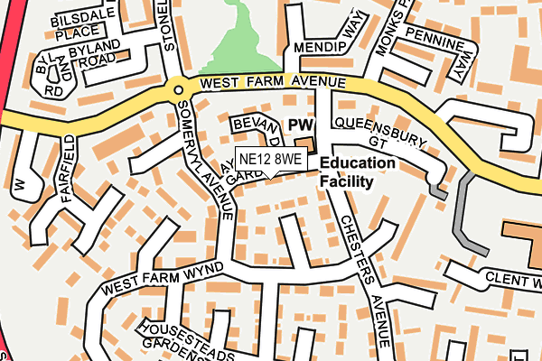 NE12 8WE map - OS OpenMap – Local (Ordnance Survey)