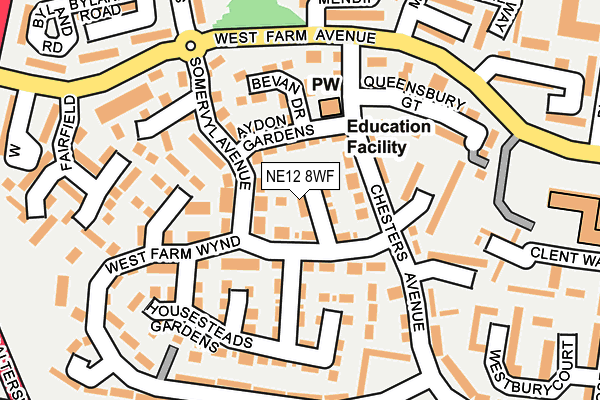 NE12 8WF map - OS OpenMap – Local (Ordnance Survey)