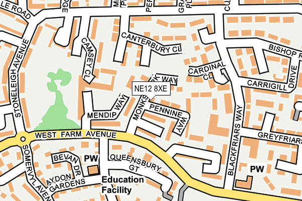 NE12 8XE map - OS OpenMap – Local (Ordnance Survey)