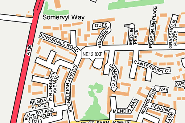 NE12 8XF map - OS OpenMap – Local (Ordnance Survey)