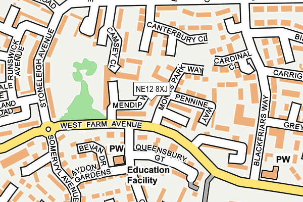 NE12 8XJ map - OS OpenMap – Local (Ordnance Survey)