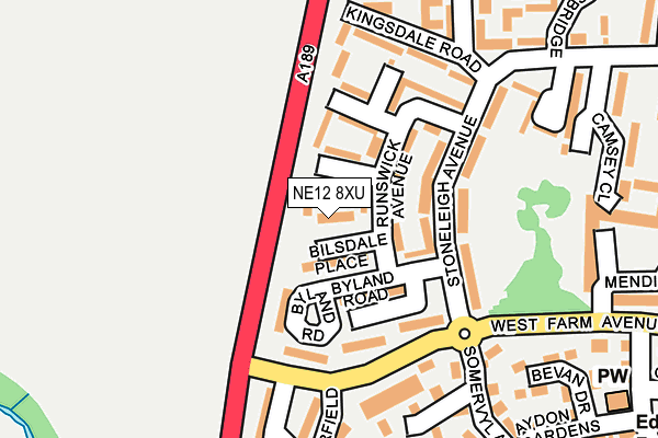 NE12 8XU map - OS OpenMap – Local (Ordnance Survey)