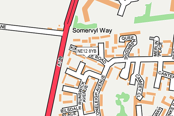 NE12 8YB map - OS OpenMap – Local (Ordnance Survey)