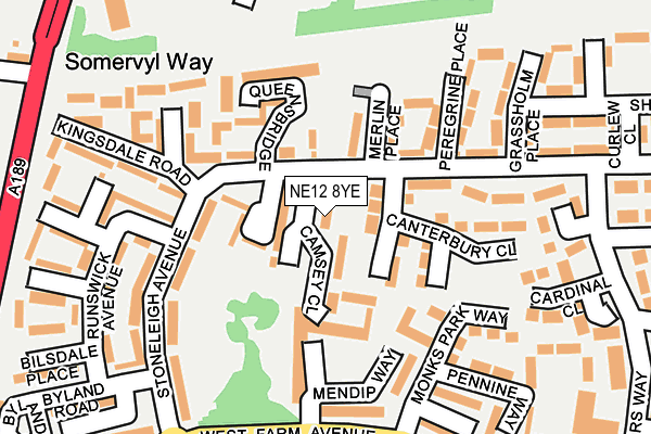 NE12 8YE map - OS OpenMap – Local (Ordnance Survey)