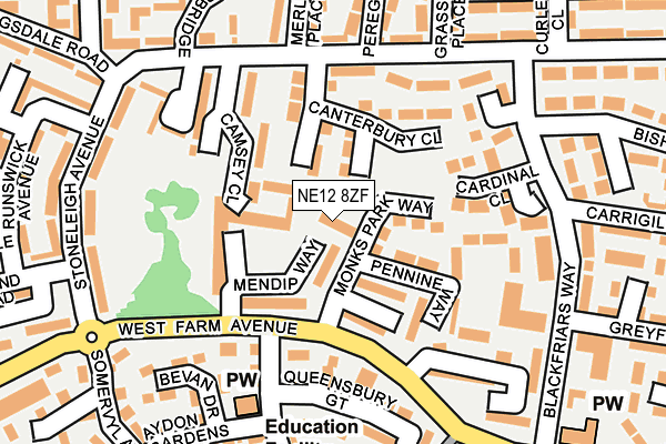NE12 8ZF map - OS OpenMap – Local (Ordnance Survey)