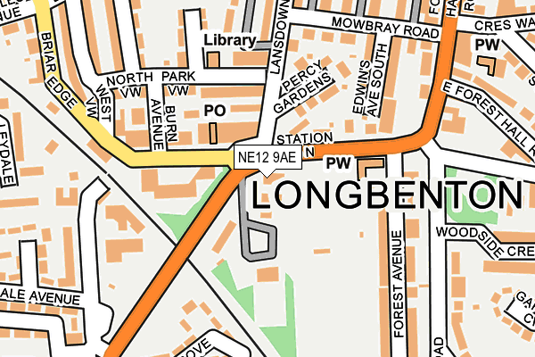 NE12 9AE map - OS OpenMap – Local (Ordnance Survey)