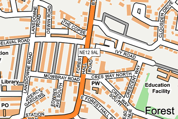 NE12 9AL map - OS OpenMap – Local (Ordnance Survey)