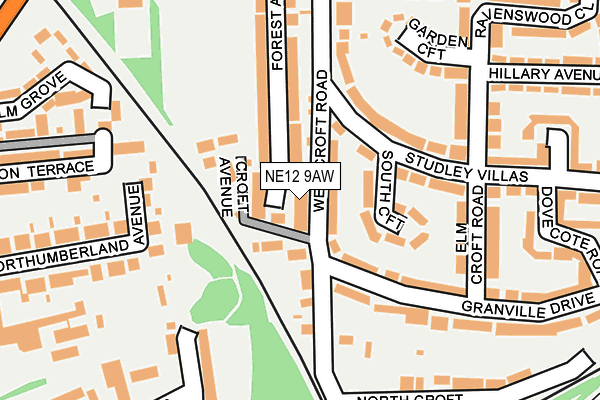 NE12 9AW map - OS OpenMap – Local (Ordnance Survey)