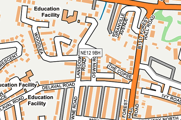 NE12 9BH map - OS OpenMap – Local (Ordnance Survey)