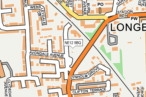 NE12 9BQ map - OS OpenMap – Local (Ordnance Survey)