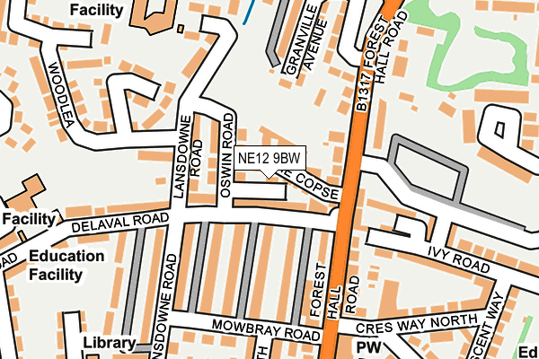 NE12 9BW map - OS OpenMap – Local (Ordnance Survey)