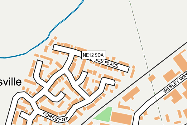 NE12 9DA map - OS OpenMap – Local (Ordnance Survey)