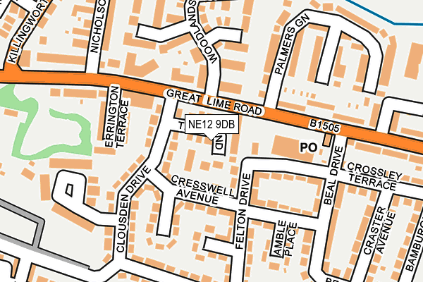 NE12 9DB map - OS OpenMap – Local (Ordnance Survey)