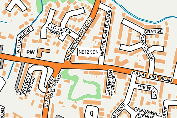 NE12 9DN map - OS OpenMap – Local (Ordnance Survey)