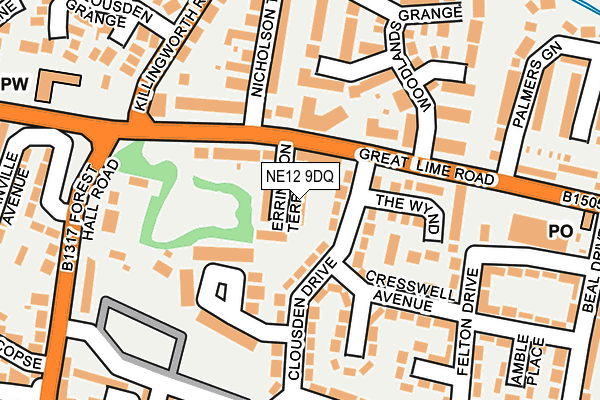 NE12 9DQ map - OS OpenMap – Local (Ordnance Survey)