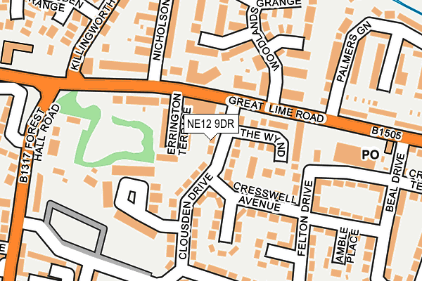 NE12 9DR map - OS OpenMap – Local (Ordnance Survey)