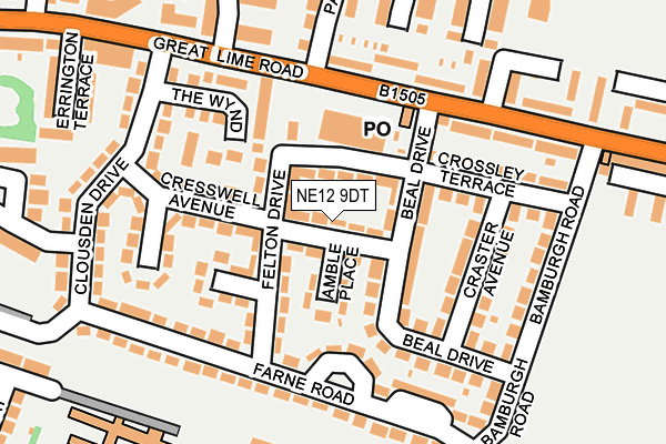 NE12 9DT map - OS OpenMap – Local (Ordnance Survey)