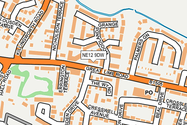 NE12 9DW map - OS OpenMap – Local (Ordnance Survey)