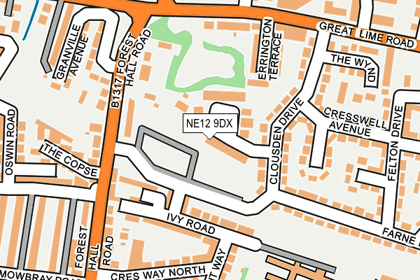 NE12 9DX map - OS OpenMap – Local (Ordnance Survey)
