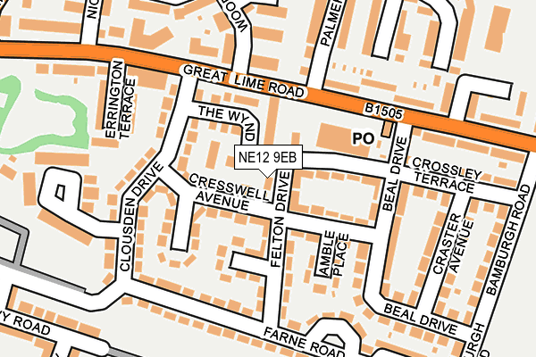 NE12 9EB map - OS OpenMap – Local (Ordnance Survey)