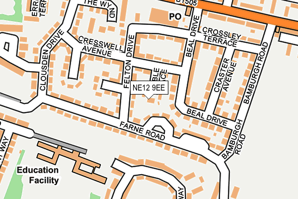 NE12 9EE map - OS OpenMap – Local (Ordnance Survey)