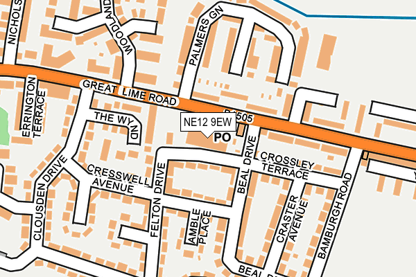NE12 9EW map - OS OpenMap – Local (Ordnance Survey)