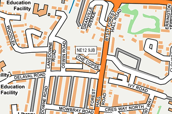 NE12 9JB map - OS OpenMap – Local (Ordnance Survey)