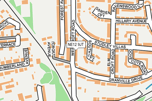 NE12 9JT map - OS OpenMap – Local (Ordnance Survey)