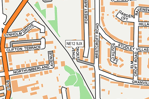 NE12 9JX map - OS OpenMap – Local (Ordnance Survey)