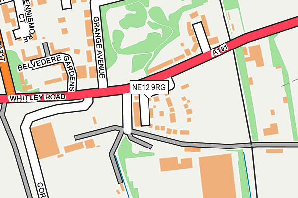 NE12 9RG map - OS OpenMap – Local (Ordnance Survey)