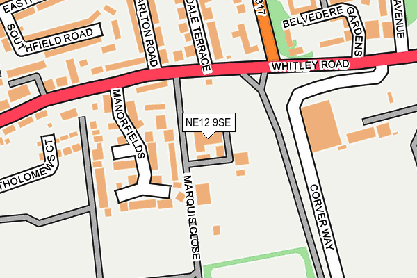 NE12 9SE map - OS OpenMap – Local (Ordnance Survey)