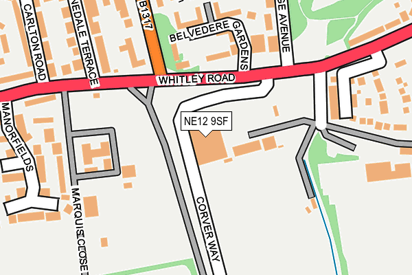 NE12 9SF map - OS OpenMap – Local (Ordnance Survey)