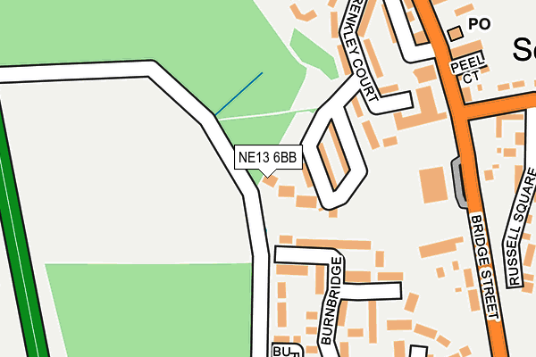NE13 6BB map - OS OpenMap – Local (Ordnance Survey)