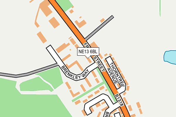 NE13 6BL map - OS OpenMap – Local (Ordnance Survey)