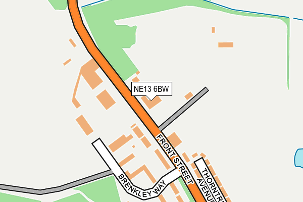 NE13 6BW map - OS OpenMap – Local (Ordnance Survey)