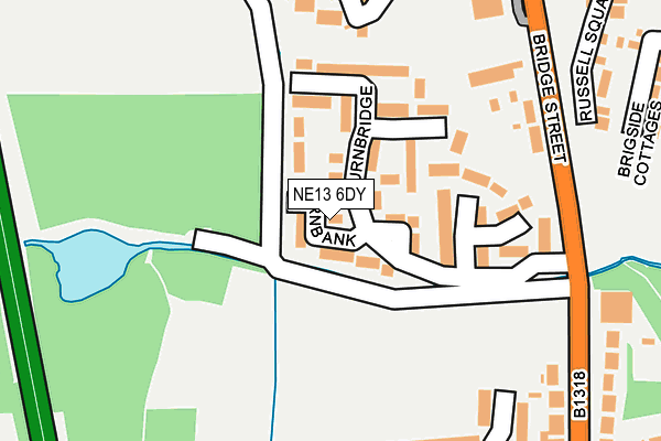 NE13 6DY map - OS OpenMap – Local (Ordnance Survey)
